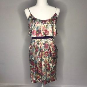 Satin floral midi dress